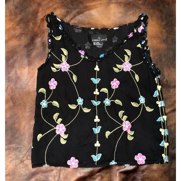 Carole Little 100% Silk Tank Top Floral Size 4 Floral - Picture 1 of 7
